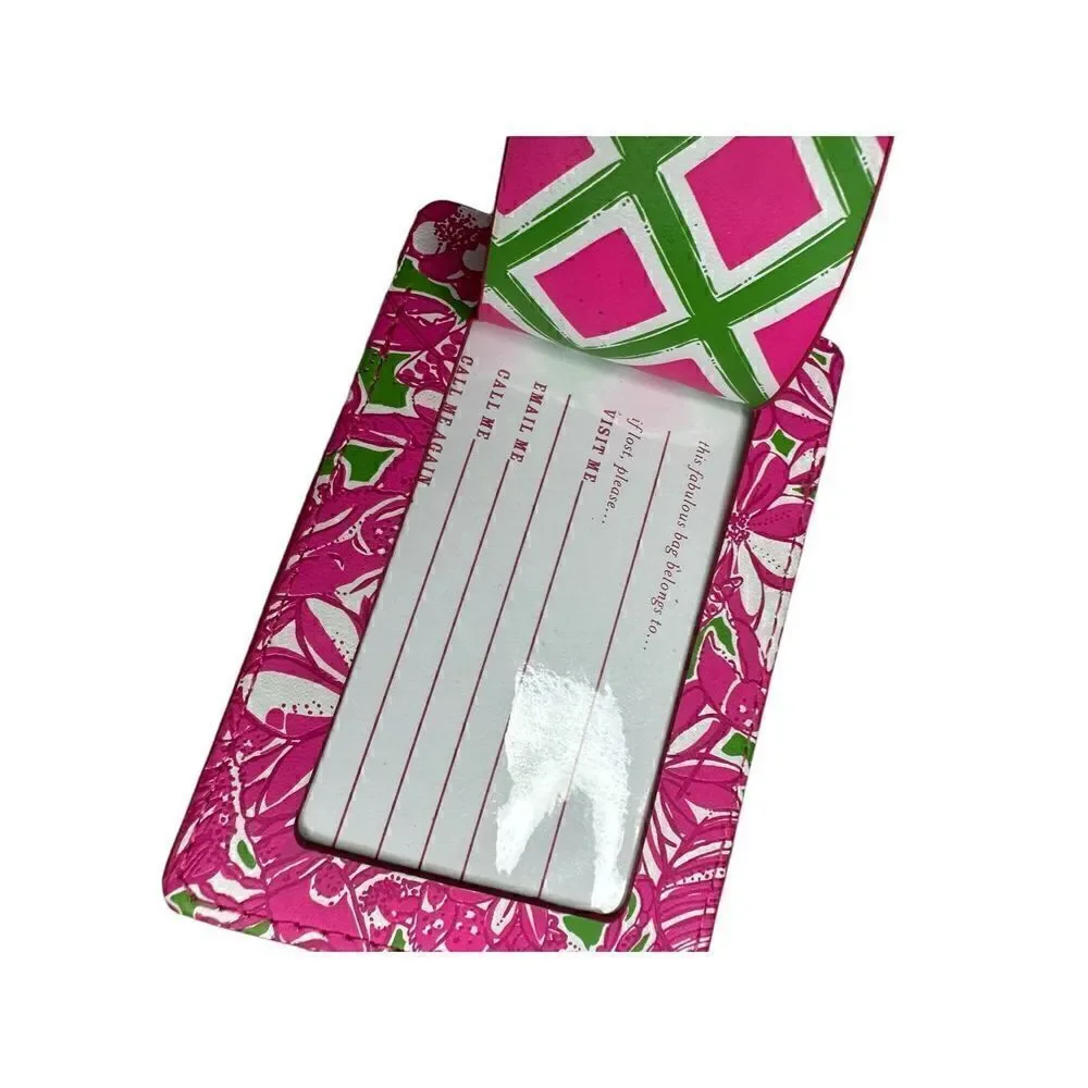 Lilly Pulitzer Green Pink ID Case Carded Purse Wristlet Wallet And Luggage Tag